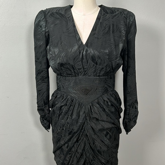 Vintage Silk Saint Romei A-Line Layered Midi Skirt V-Neck Dress size small - Picture 2 of 16